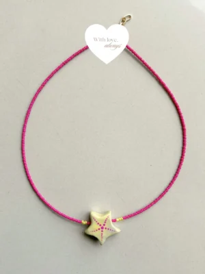 Pink starfish necklace