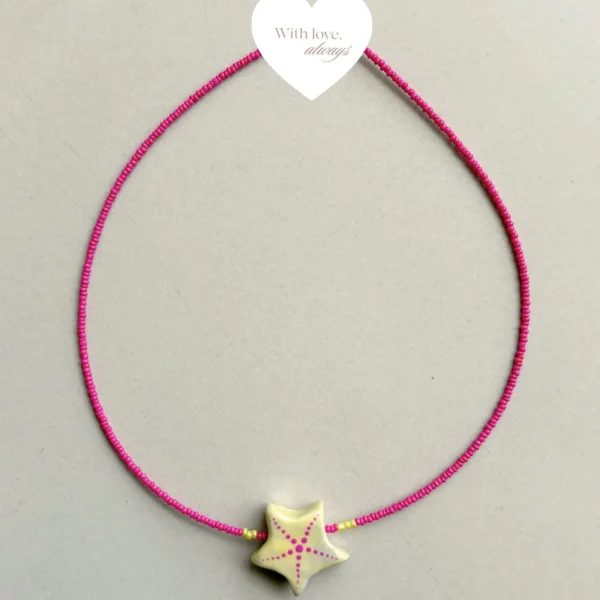 Pink starfish necklace