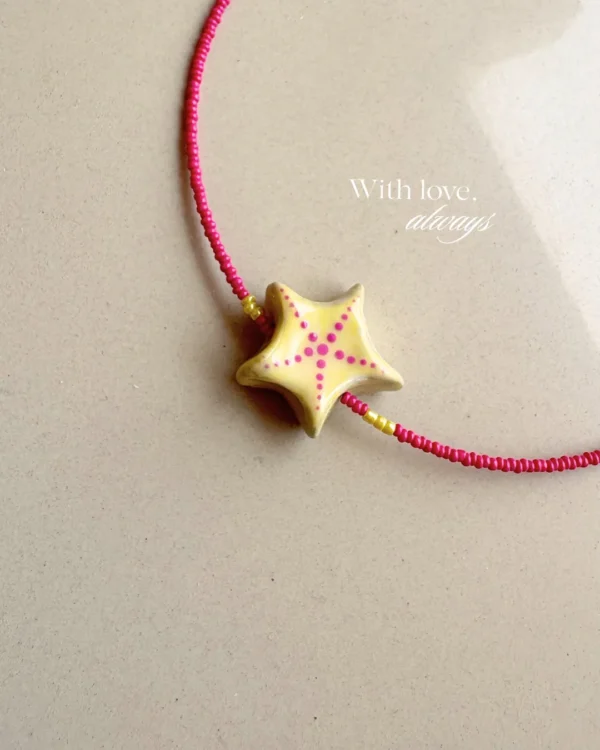 Pink starfish necklace