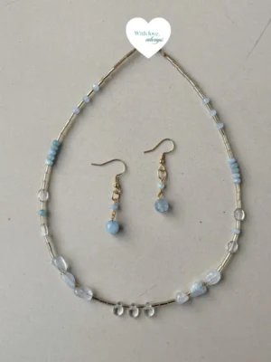 Blue drop necklace set
