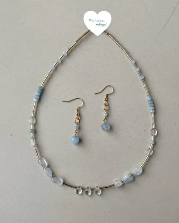 Blue drop necklace set