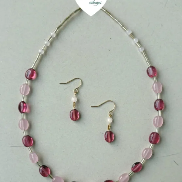 Dual tone pink necklace set