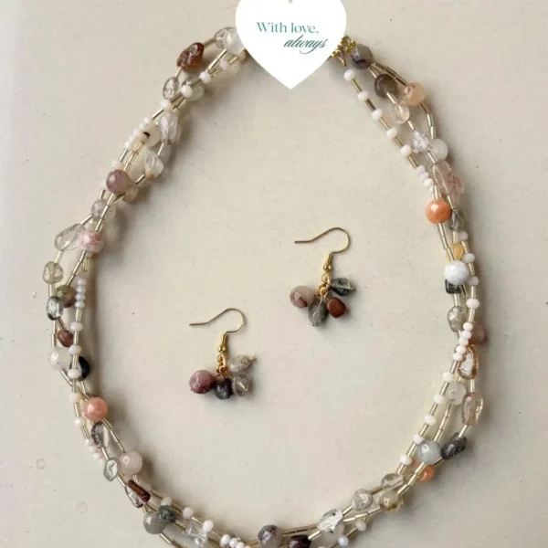 Earth tone stone necklace set