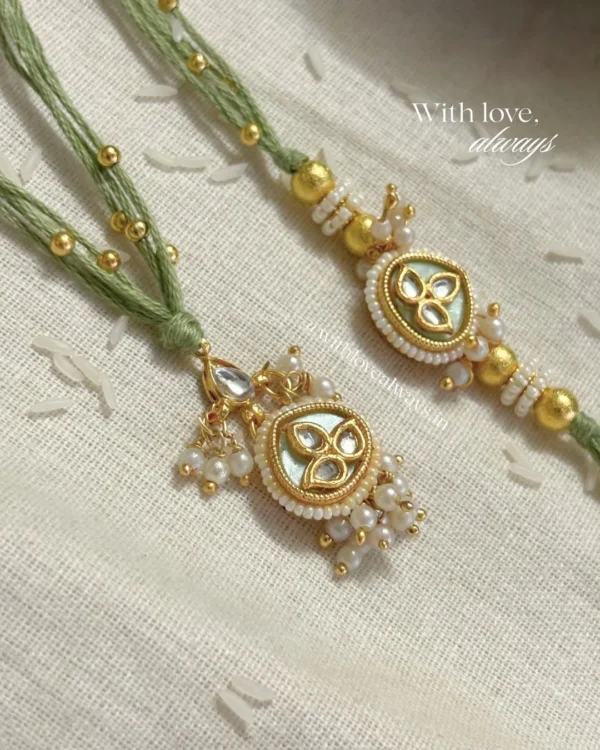 Green Floral Rakhi-Lumba Set