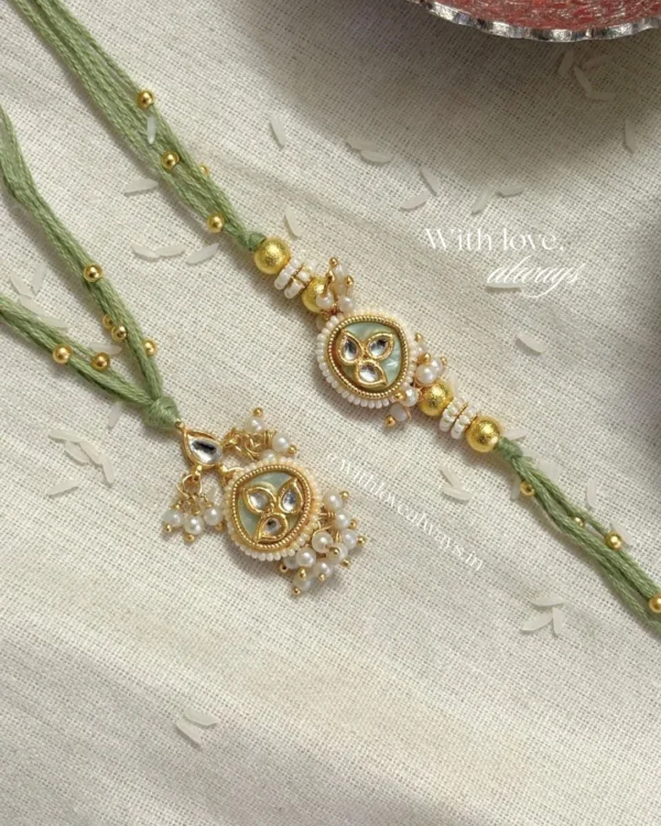 Green Floral Rakhi-Lumba Set