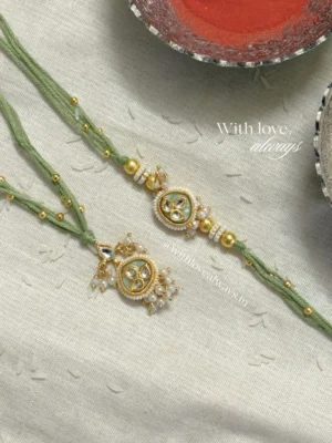 Green Floral Rakhi-Lumba Set