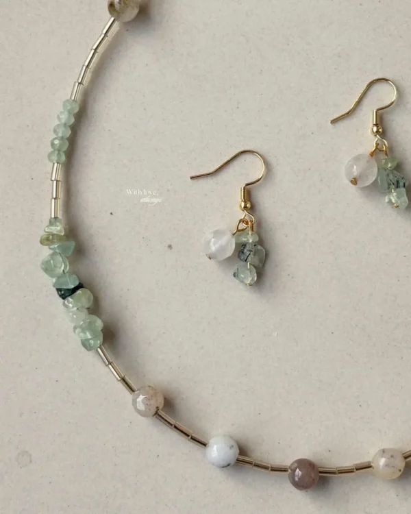 Mint stone necklace set