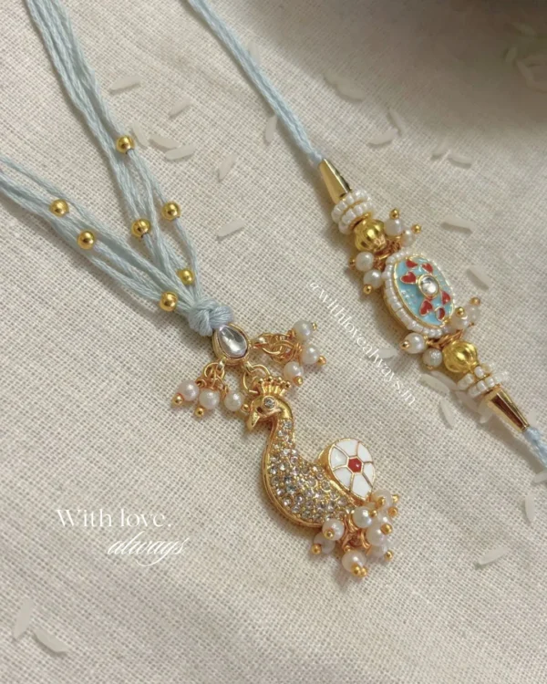 Mor Rakhi-Lumba Set