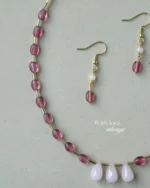 Pink teardrop neckace set