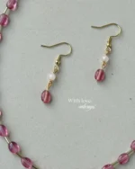 Pink teardrop neckace set