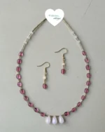 Pink teardrop neckace set
