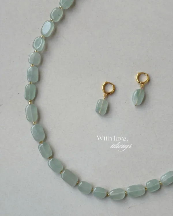 Sage stone necklace set