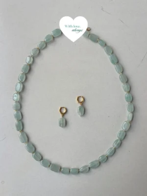 Sage stone necklace set