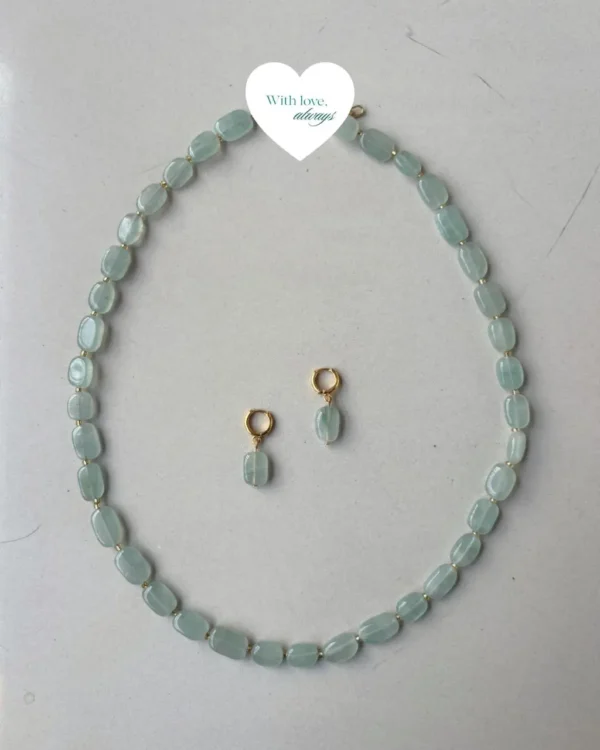 Sage stone necklace set