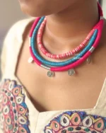Multicolour Thread Necklace Pink/Blue