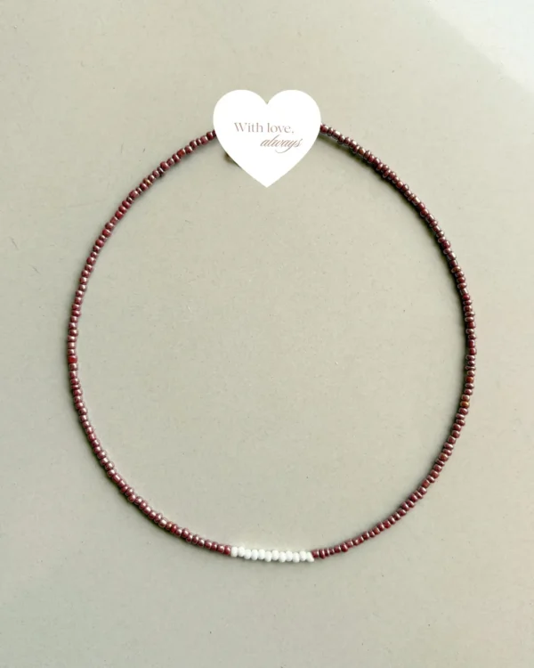 Minimal brown and white beaded necklace