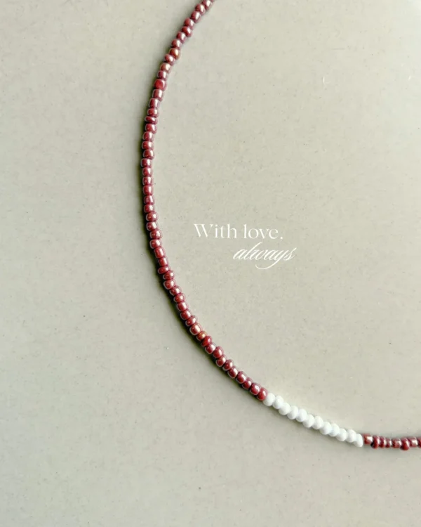 Minimal brown and white beaded necklace