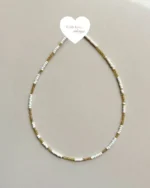 Minimal white and gold beaded necklace