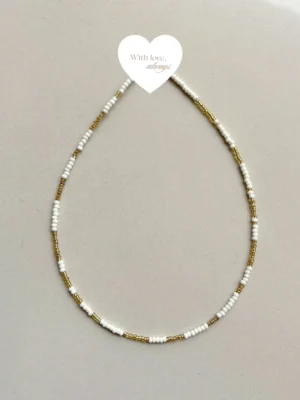 Minimal white and gold beaded necklace