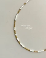 Minimal white and gold beaded necklace