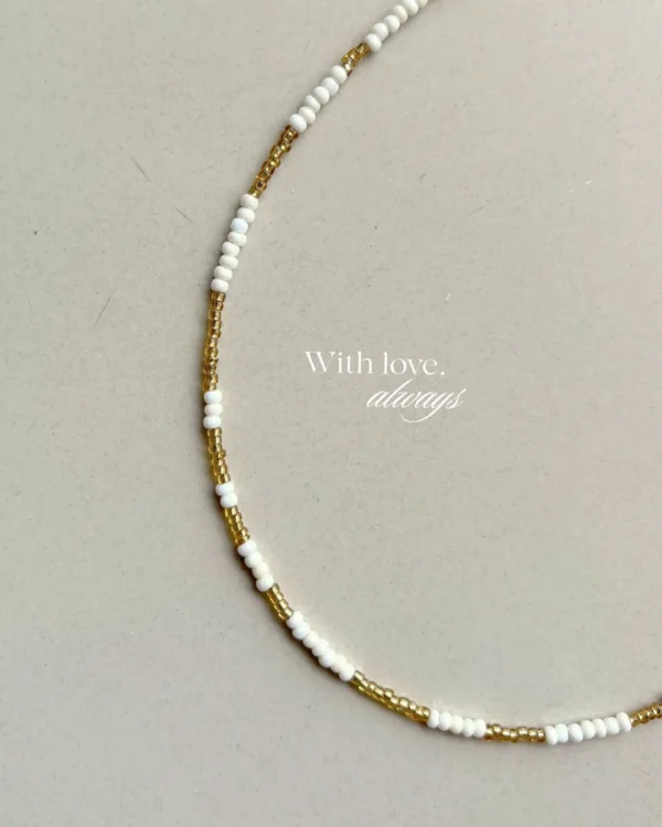 Minimal white and gold beaded necklace