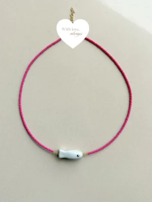 Playful pop of pink with delicate seed beads