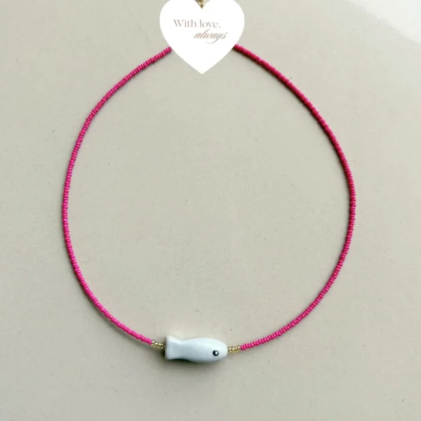 Playful pop of pink with delicate seed beads